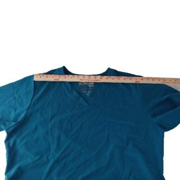 GREY'S ANATOMY Women's Blue Three Pocket  Scrub Top size 2XL - Picture 3 of 10